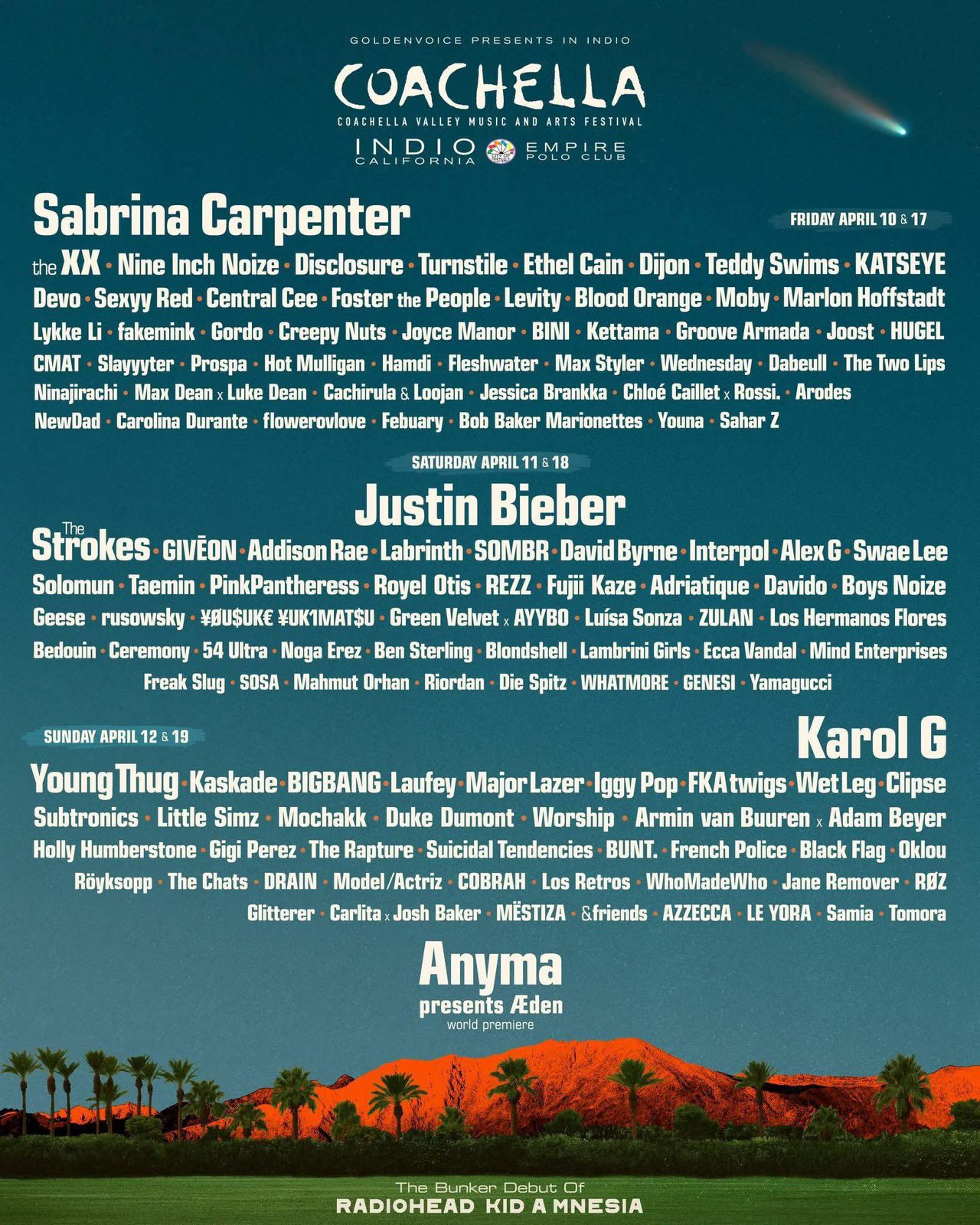 Coachella 2026 revela su line up oficial y promete un festival inolvidable