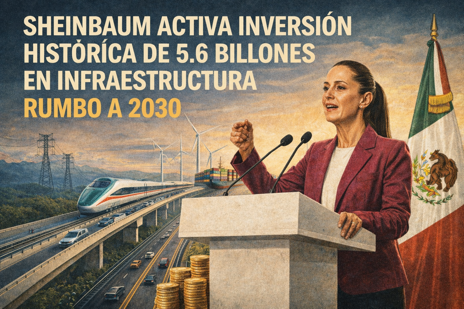 Sheinbaum activa inversión histórica de 5.6 billones de pesos en infraestructura hasta 2030