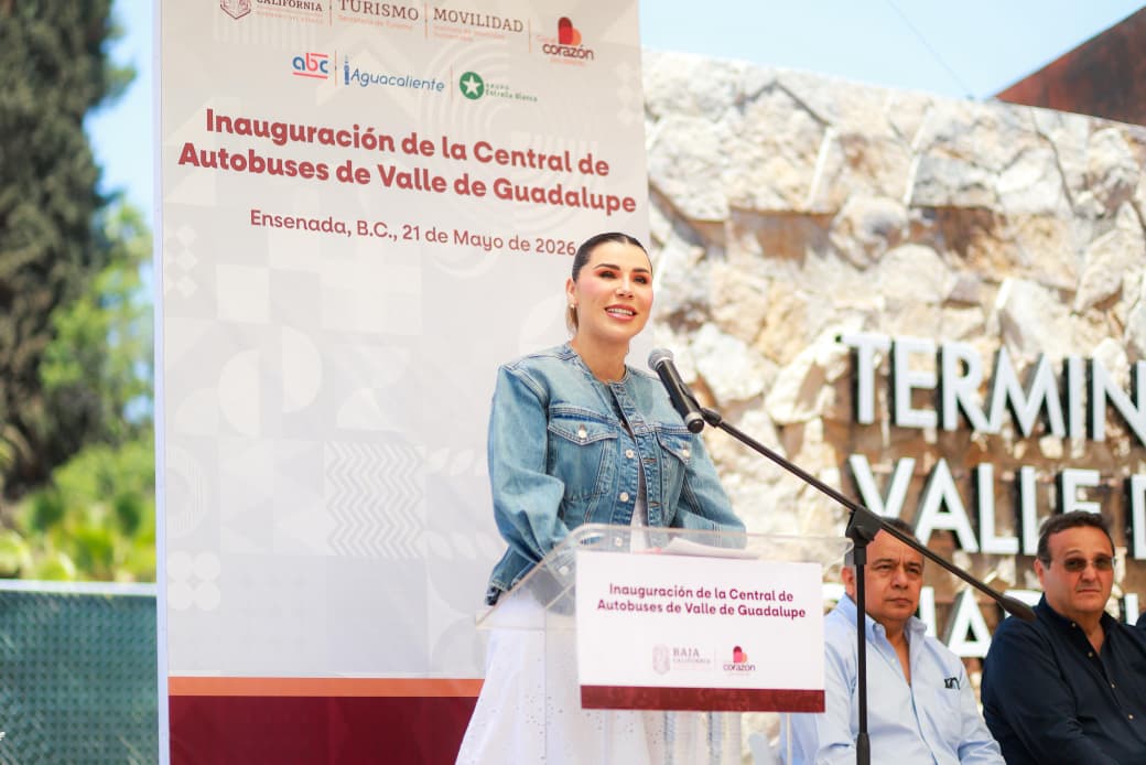 Marina del Pilar, inauguró la nueva Central de Autobuses de Francisco Zarco en el Valle de Guadalupe